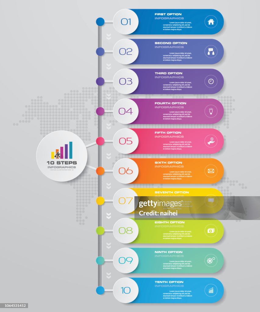 Modernized Step Graph 10 Steps Modern Chart Infographics Elements Vector Illustration High ...