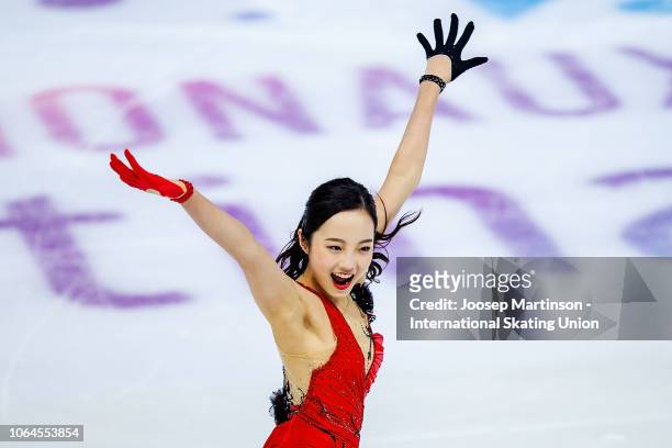 Marin Honda of Japan competes in the Ladies Short Program during day 1 of the ISU Grand Prix of Figure Skating Internationaux de France at Polesud...