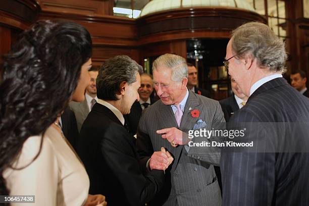 Prince Charles, the Prince of Wales is greeted by Savoy hotel, by owner Prince Alwaleed Bin Talal Bin Abdulaziz Alsaud during the hotels grand...