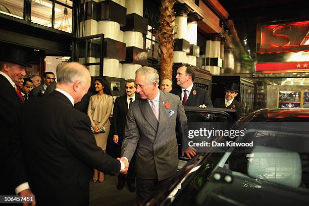 Prince Charles, the Prince of Wales leaves after the Savoy hotel's grand re-opening on November 2, 2010 in London, England. The Savoy Hotel, which...