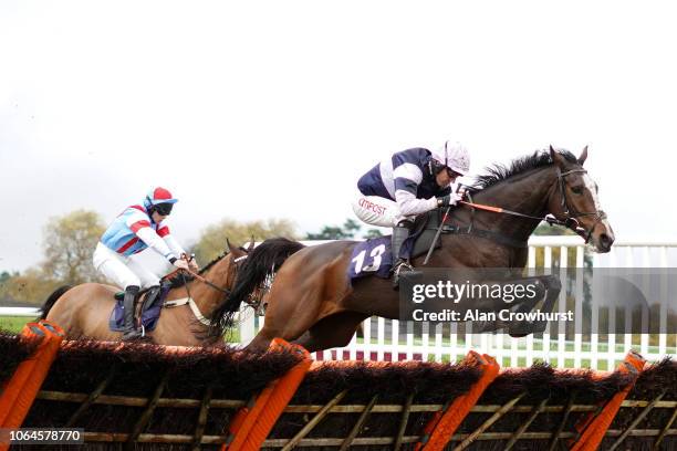 Noel Fehily riding The Big Bite clear the last to win The Aspen Waite Complete Business Growth Service 'National Hunt' Maiden Hurdle at Chepstow...