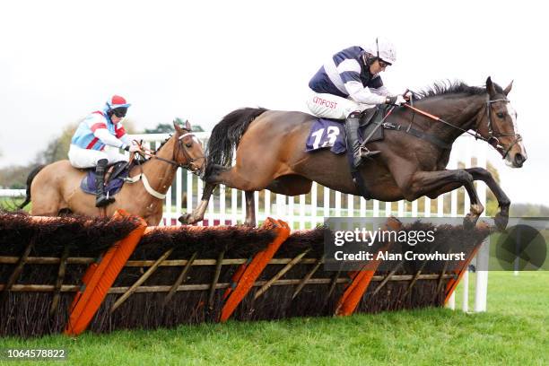 Noel Fehily riding The Big Bite clear the last to win The Aspen Waite Complete Business Growth Service 'National Hunt' Maiden Hurdle at Chepstow...