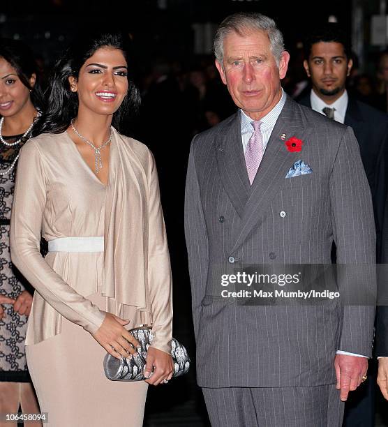 Princess Amira and Prince Charles, Prince of Wales attend the re-opening of the newly restored Savoy Hotel on November 2, 2010 in London, England.