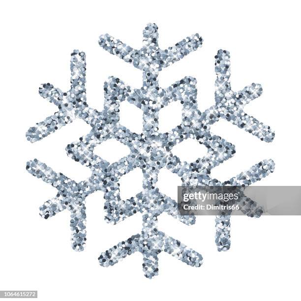 snowflake - silver glitter vector icon - silver confetti white background stock illustrations