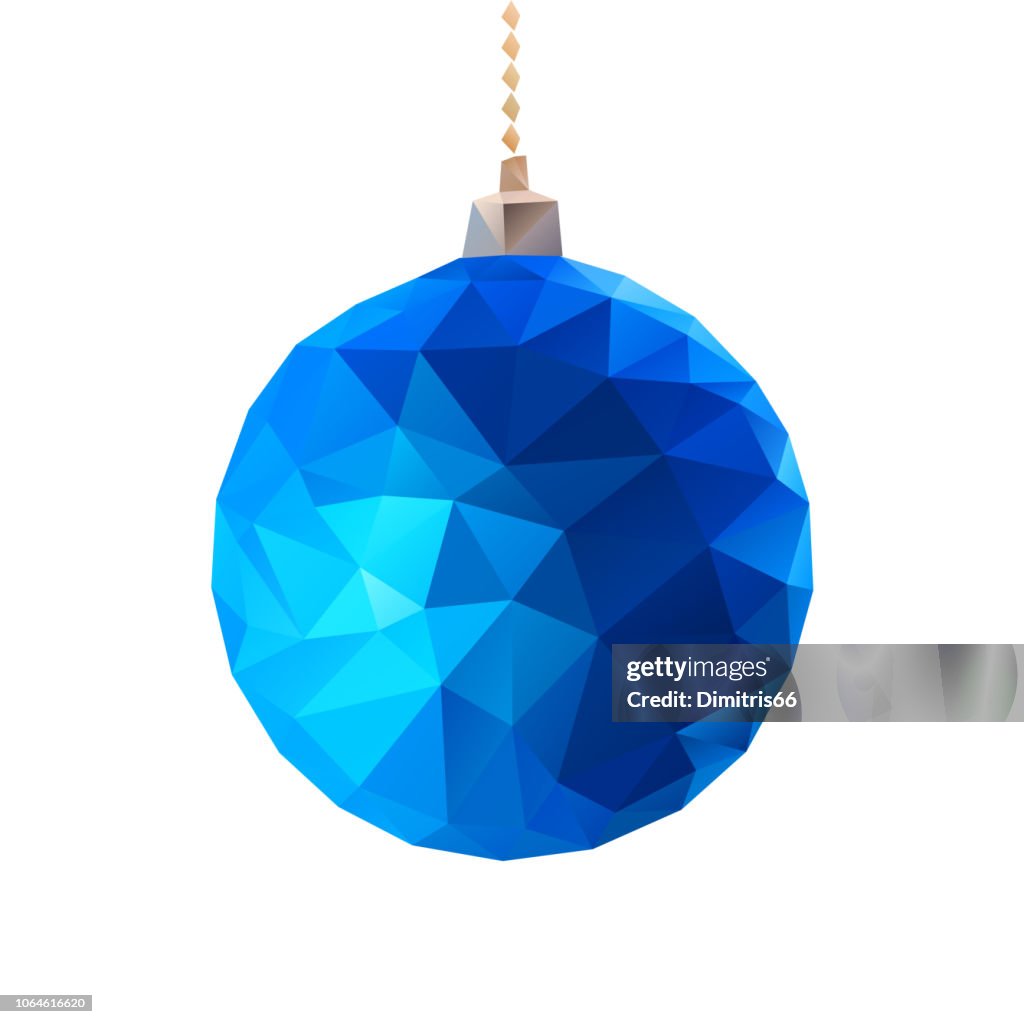 Low-polly blue christmas ball.