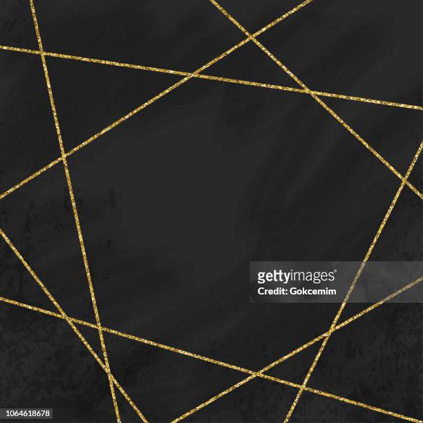 abstract geometric background with gold lines and blackboard background. golden invitation, brochure or banner with minimalistic geometric style. gold lines, glitter, frame, vector fashion wallpaper, poster, blackboard - fragility stock illustrations