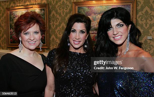 Personalities Caroline Manzo, Jaqueline Laurita and Teresa Giudice attend the Posche 2nd Annual fashion show at The Brownstone on November 2, 2010 in...