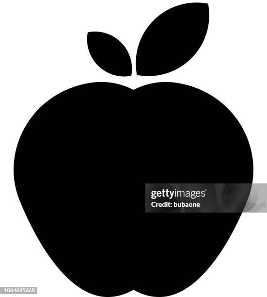 apple-symbol mit langen schatten - apfel stock-grafiken, -clipart, -cartoons und -symbole