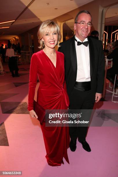 Doris Schroeder-Koepf, former wife of Gerhard Schroeder, and her partner Boris Pistorius during the 67th Bundespresseball at Hotel Adlon on November...