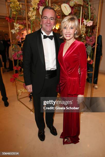 Doris Schroeder-Koepf, former wife of Gerhard Schroeder, and her partner Boris Pistorius during the 67th Bundespresseball at Hotel Adlon on November...