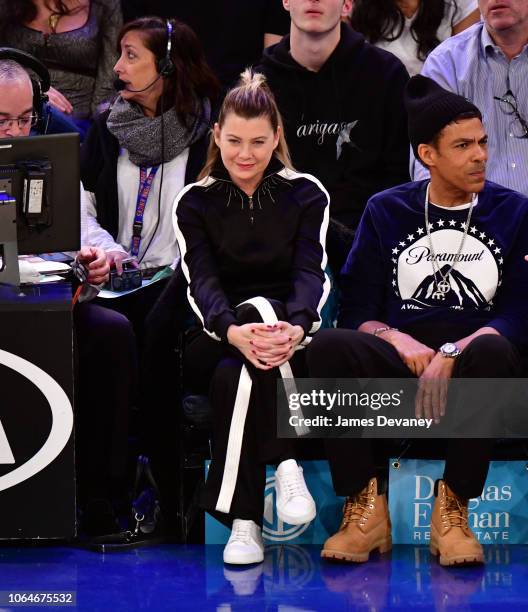 Ellen Pompeo attends the New Orleans Pelicans vs New York Knicks game at Madison Square Garden on November 23, 2018 in New York City.