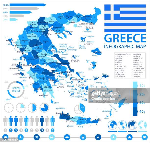 05 - greece - blue spot infographic 10 - chania crete stock illustrations