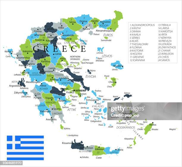 map of greece - vector - chania crete stock illustrations