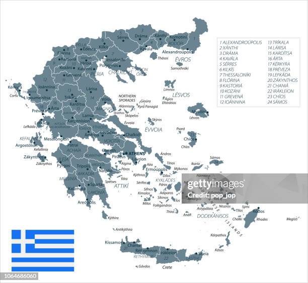 map of greece - vector - chania crete stock illustrations