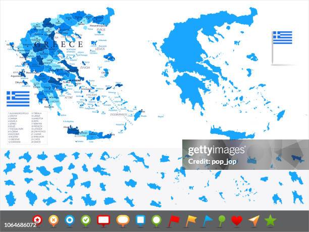 map of greece - infographic vector - chania crete stock illustrations