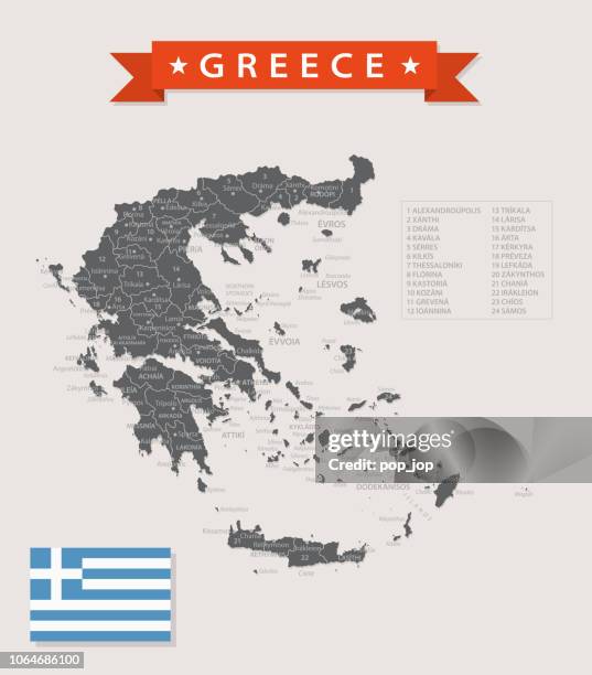 map of greece - vintage vector - chania crete stock illustrations