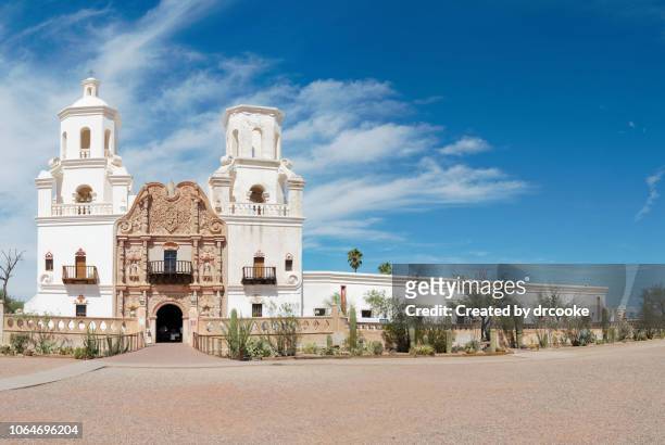 san xavier del bac panorama - tucson arizona stock pictures, royalty-free photos & images