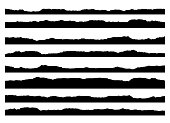 Set of black paint strokes. Grunge ink border. Black paintbrush. Vector
