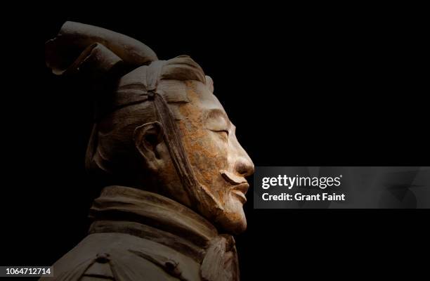 close up of chinese statue. - terracotta army ストックフォトと画像