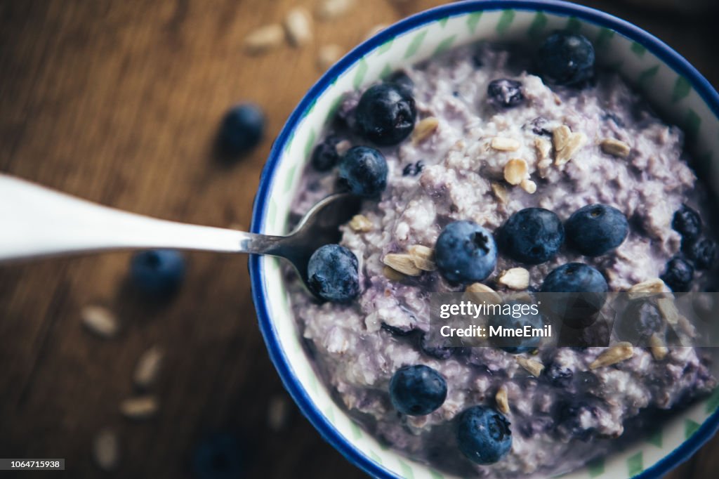 Healthy Breakfast, Blueberry Overnight Oatmeal