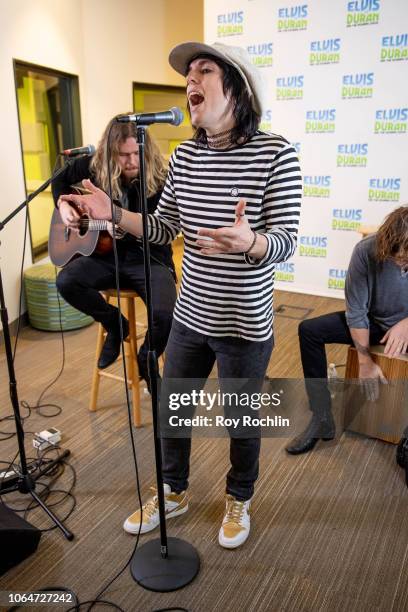 Luke Spiller of The Struts performs as they visit the Elvis Duran show at Z100 Studio on November 07, 2018 in New York City.