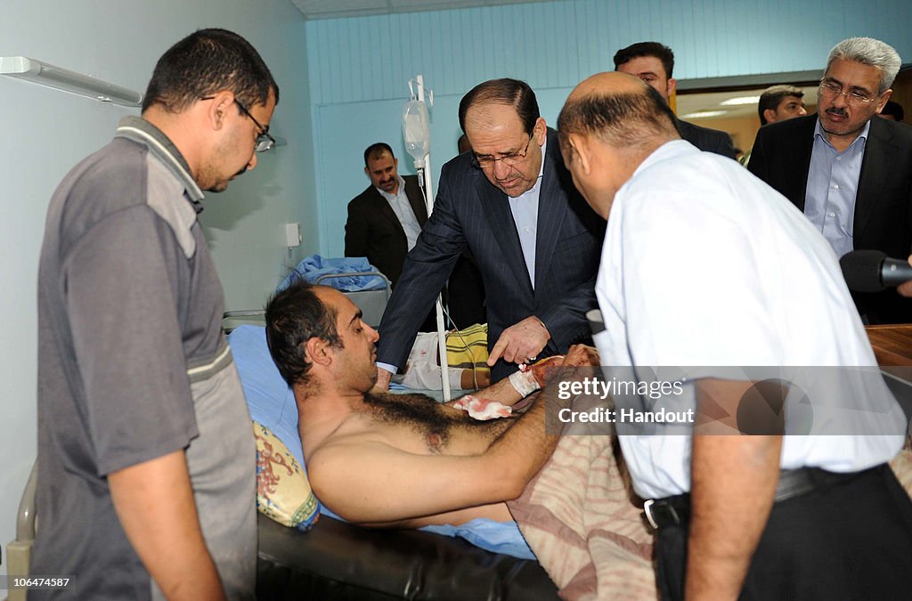 Iraqi Prime Minister Nuri al-Maliki Visits Bomb Victims