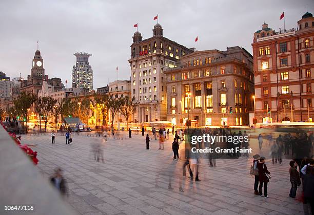 urban area at night - the bund bildbanksfoton och bilder