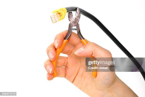 cutting cable - wire cut stockfoto's en -beelden