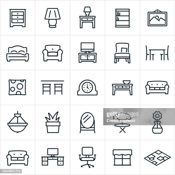 illustrations, cliparts, dessins animés et icônes de icônes de meubles - tabouret