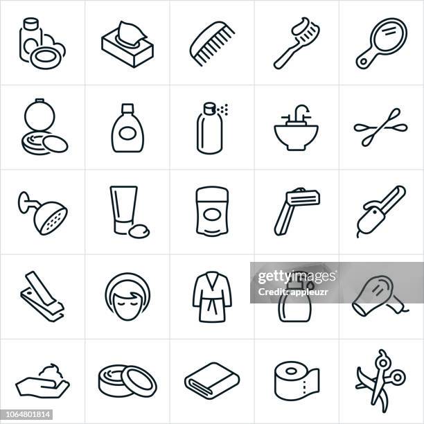 stockillustraties, clipart, cartoons en iconen met persoonlijke verzorging pictogrammen - towel