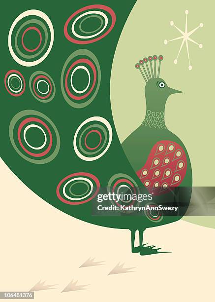 christmas peacock - peacock stock illustrations