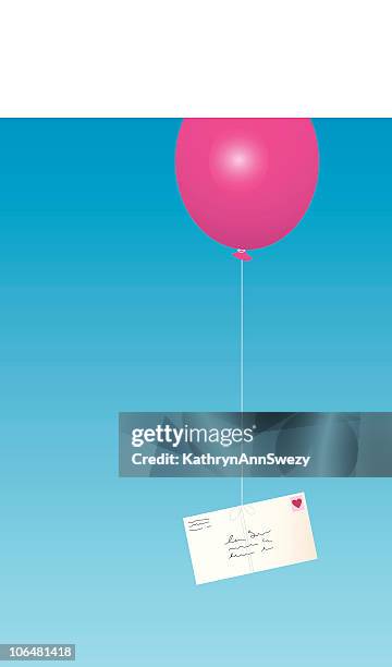 air mail - balloon string stock illustrations