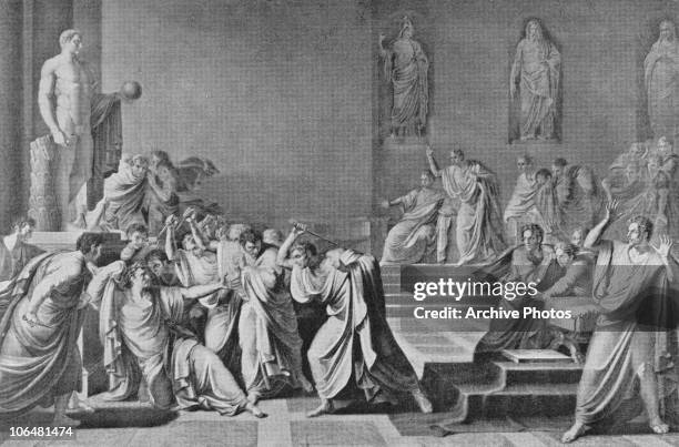 The assassination of Julius Caesar at the Senate in Rome, 15th March 44 BC.