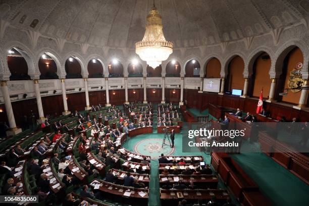 General view of a session for 2019 budget proposal at the Parliament building on November 24 in Tunis, Tunisia.