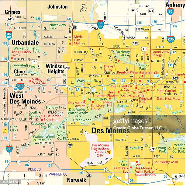 des moines area map - des moines iowa stock illustrations
