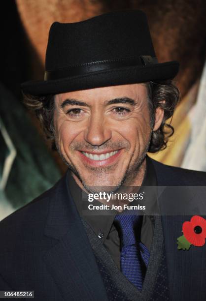 Actor Robert Downey Jr attends the European Premiere of "Due Date" at Empire Leicester Square on November 3, 2010 in London, England.