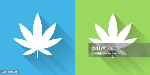 marijuana icon with long shadow - weed leaf stock illustrations