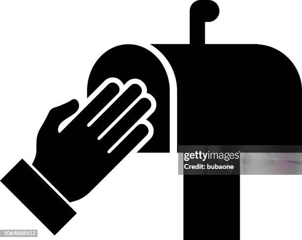 mail box icon with long shadow - blue post box stock illustrations