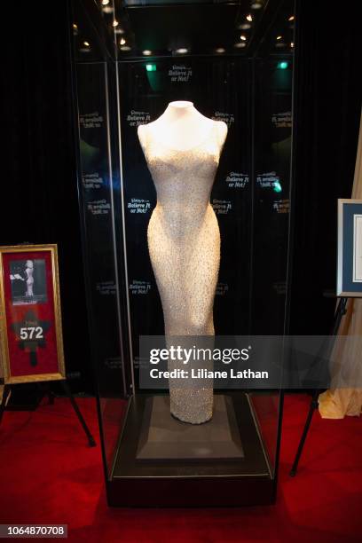 Full Shot of the Historic Happy Birthday President Kennedy Dress Worn By Marilyn Monroe at Ripley's Believe It Or Not on November 07, 2018 in...