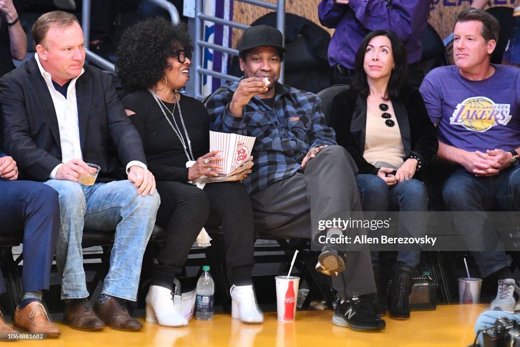 Celebrities At The Los Angeles Lakers Game