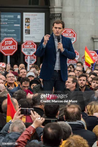 Albert Rivera, leader of Ciudadanos Party during a protest against Prime Minister Pedro Sanchez's policies with the Catalan independence process....