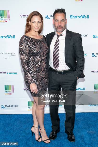 Actors Amanda Righetti and Adrian Pasdar attend the annual ShareWell/Zimmer Children's Museum Discovery Award Dinner at Skirball Cultural Center on...