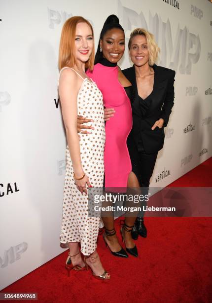 Haley Ramm, Keke Palmer, and Christine Crokos arrive at the premiere of Vertical Entertainment's "Pimp" at Pacific Theatres at The Grove on November...
