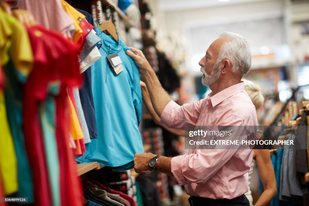 Senior couple shopping