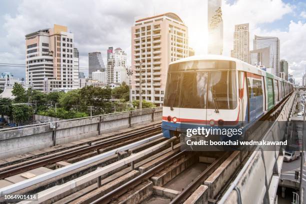 bangkok skytrain bts - bts skytrain stock pictures, royalty-free photos & images