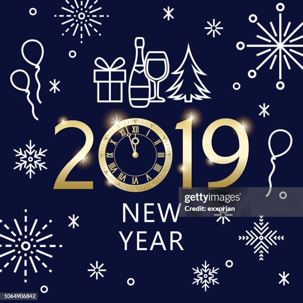 2019 new year countdown celebrations - parade of champagne stock illustrations