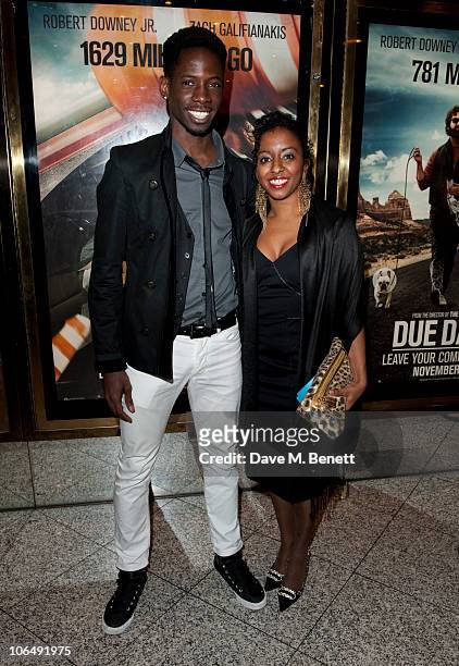 Factor contestant John Adeleye and guest attend the 'Due Date' Premiere at The Empire Cinema, Leicester Square on November 3, 2010 in London, England.