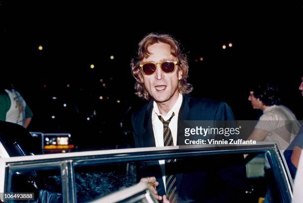 Former Beatle John Lennon arrives at the Times Square recording studio 'The Hit Factory' before a recording session of his final album 'Double...