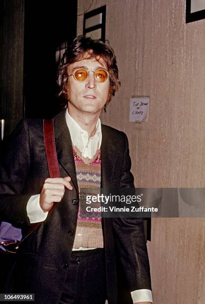 Former Beatle John Lennon poses for a photo circa 1973 in New York City, New York.