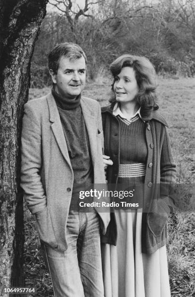 Outdoor portrait of actors Ann Bell and Rodney Bewes, photographed for Radio Times in connection with the BBC Radio 2 drama 'A Very Private Man',...